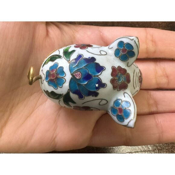 VTG‎ Estate Cloisonne Enamel Pig Trinket Box! Unique! 155 - Picture 8 of 9